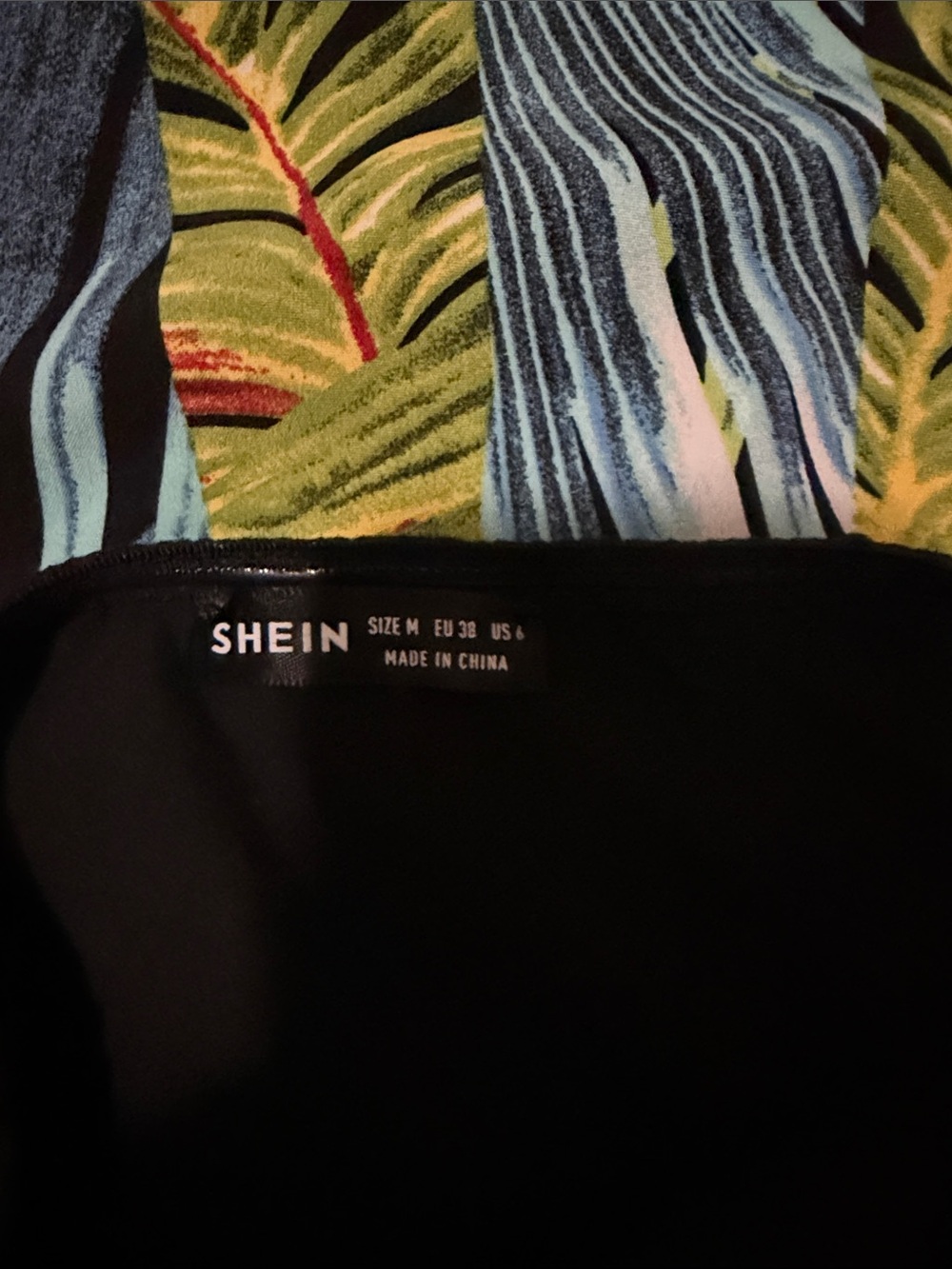 Strapless Tropical Leaf Maxi Dress - Black & Green - Picture 5 of 5